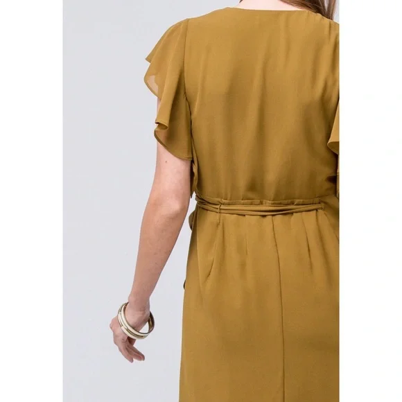 Flutter sleeve wrap midi dress